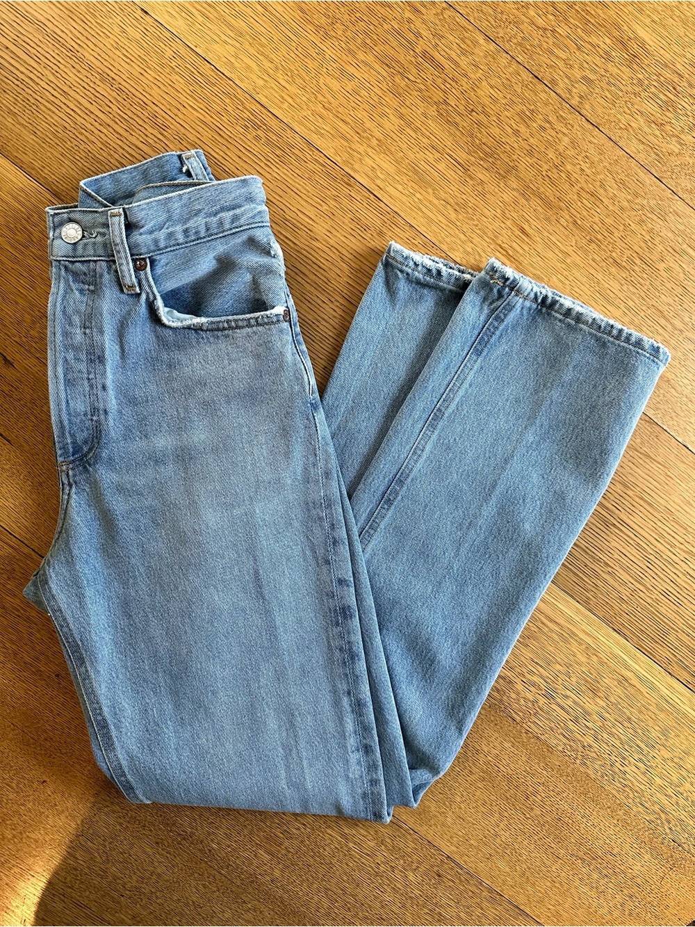 Agolde Lana Straight Leg Jean- Light Blue Wash Size 25 - Picture 7 of 15